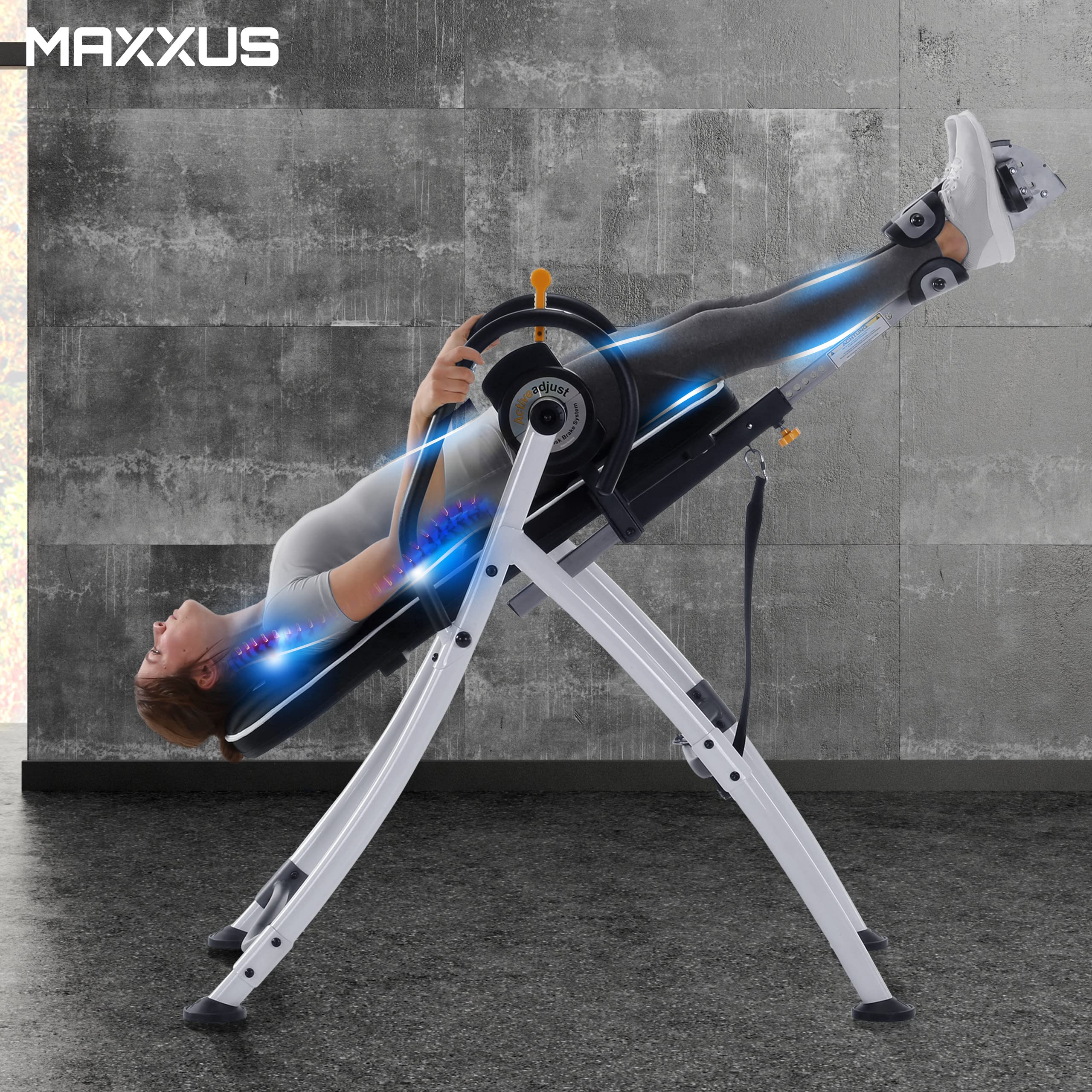 MAXXUS Inversionsbank Gravity Pro 2 - Verstellbarer Neigungswinkel, Klappbar, bis 160 kg - Schwerkrafttrainer, Inversionstisch, Rückentrainer, Inversionstrainer zur Entlastung der Wirbelsäule, Zuhause