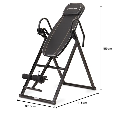 SportPlus Inversionsbank für zuhause, klappbarer Schwerkrafttrainer, Inversion Table mit 4 Inversionswinkel, Streckbank zur Entlastung der Wirbelsäule, Rückenstrecker mit Nutzergewicht bis 135 kg