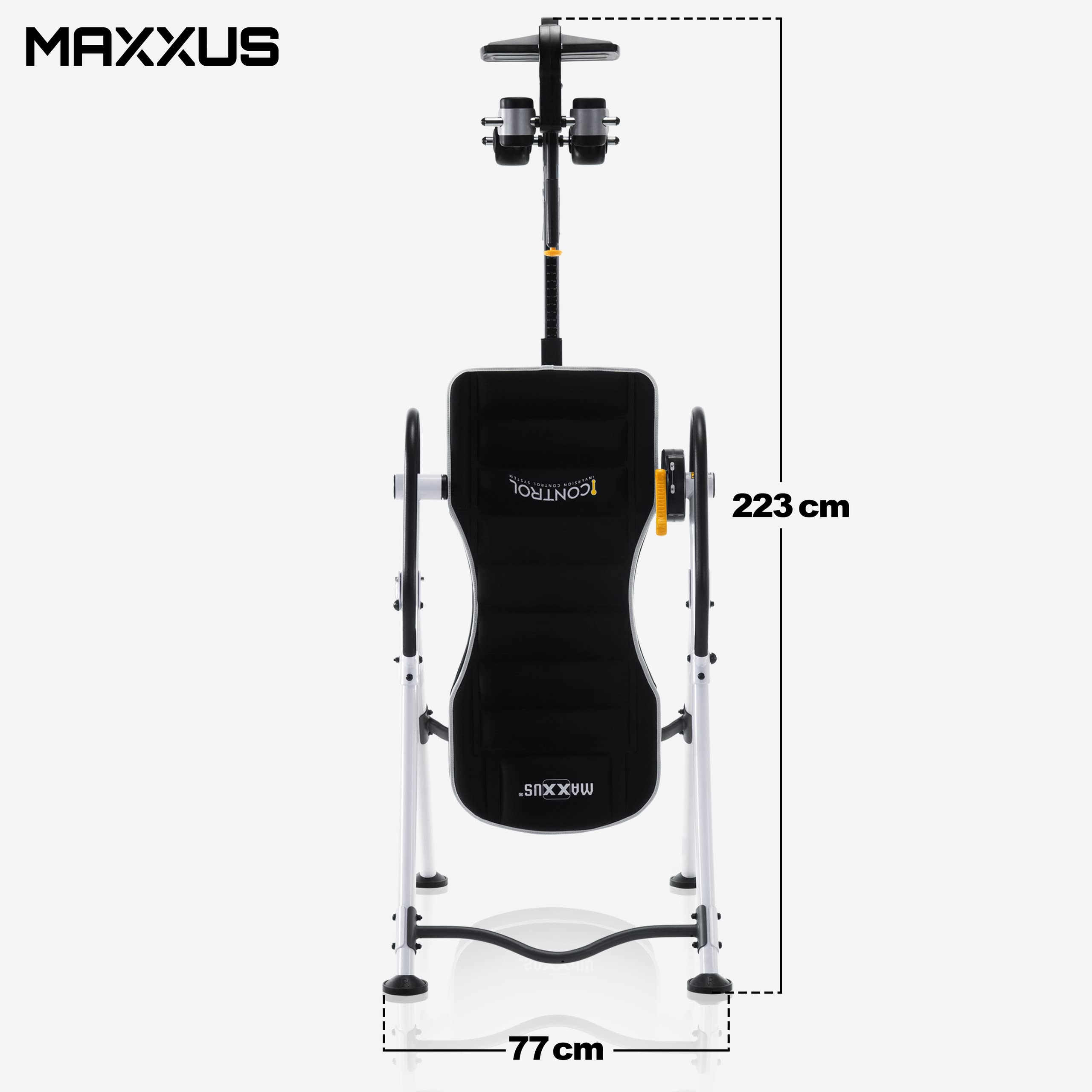 MAXXUS Inversionsbank Gravity Pro 2 - Verstellbarer Neigungswinkel, Klappbar, bis 160 kg - Schwerkrafttrainer, Inversionstisch, Rückentrainer, Inversionstrainer zur Entlastung der Wirbelsäule, Zuhause