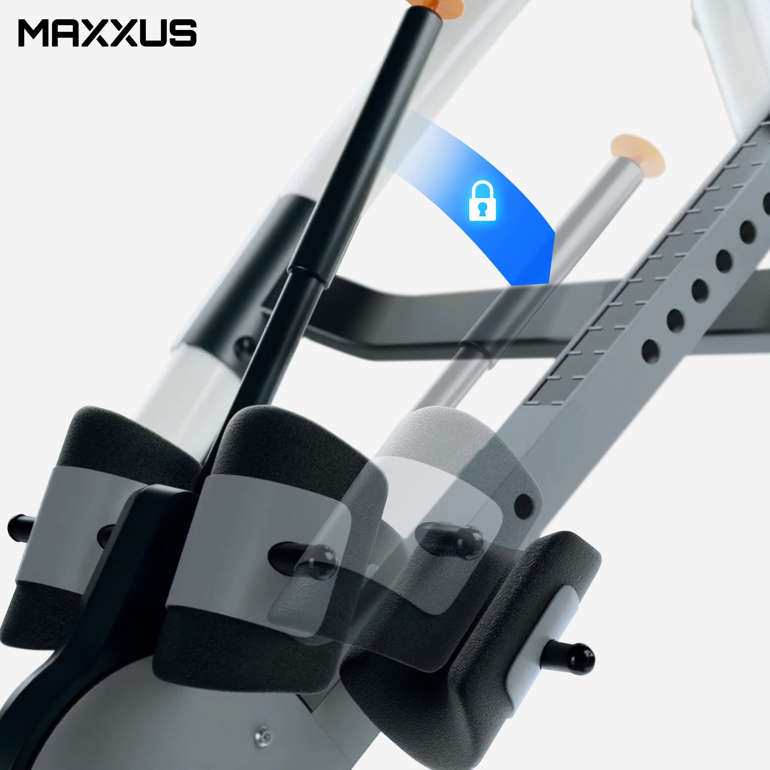 MAXXUS Inversionsbank Gravity Pro 2 - Verstellbarer Neigungswinkel, Klappbar, bis 160 kg - Schwerkrafttrainer, Inversionstisch, Rückentrainer, Inversionstrainer zur Entlastung der Wirbelsäule, Zuhause