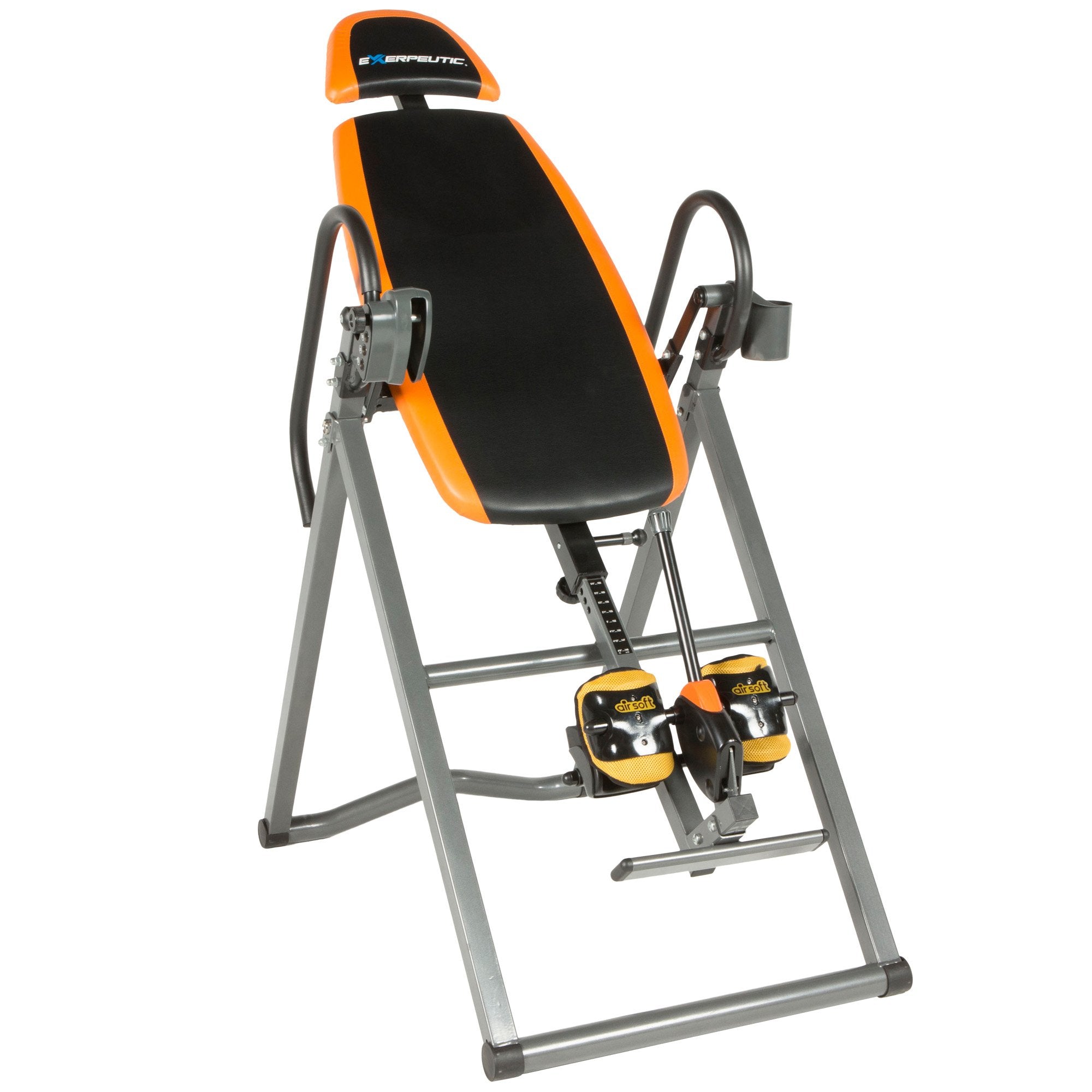 Exerpeutic 475SL Inversionstisch, mit Luftkissen-gepolsterte ‘AIRSOFT’ Beinhalter und ‘SURELOCK’ Sicherheitsraster-System, volle 180 Grad Inversion, bis 136kg Körpergewicht