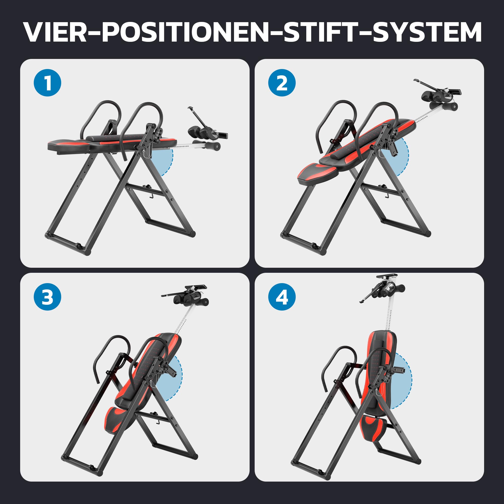 YOLEO Klappbare Inversionsbank mit 4-stufige Winkeleinstellung für die Therapie von Rücken und Nackenschmerzen Max. 350 lbs zur Entlastung der Wirbelsäule