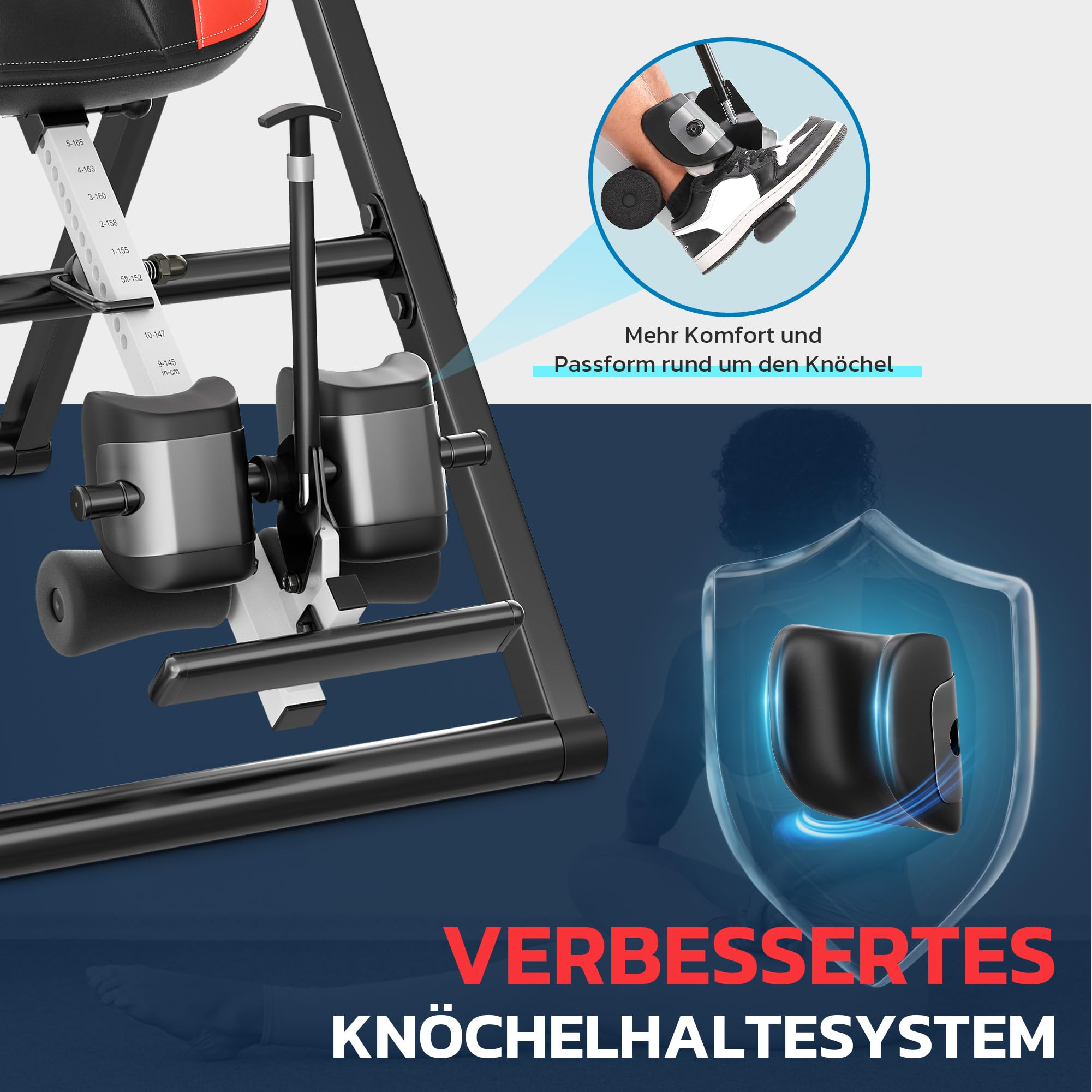 YOLEO Klappbare Inversionsbank mit 4-stufige Winkeleinstellung für die Therapie von Rücken und Nackenschmerzen Max. 350 lbs zur Entlastung der Wirbelsäule