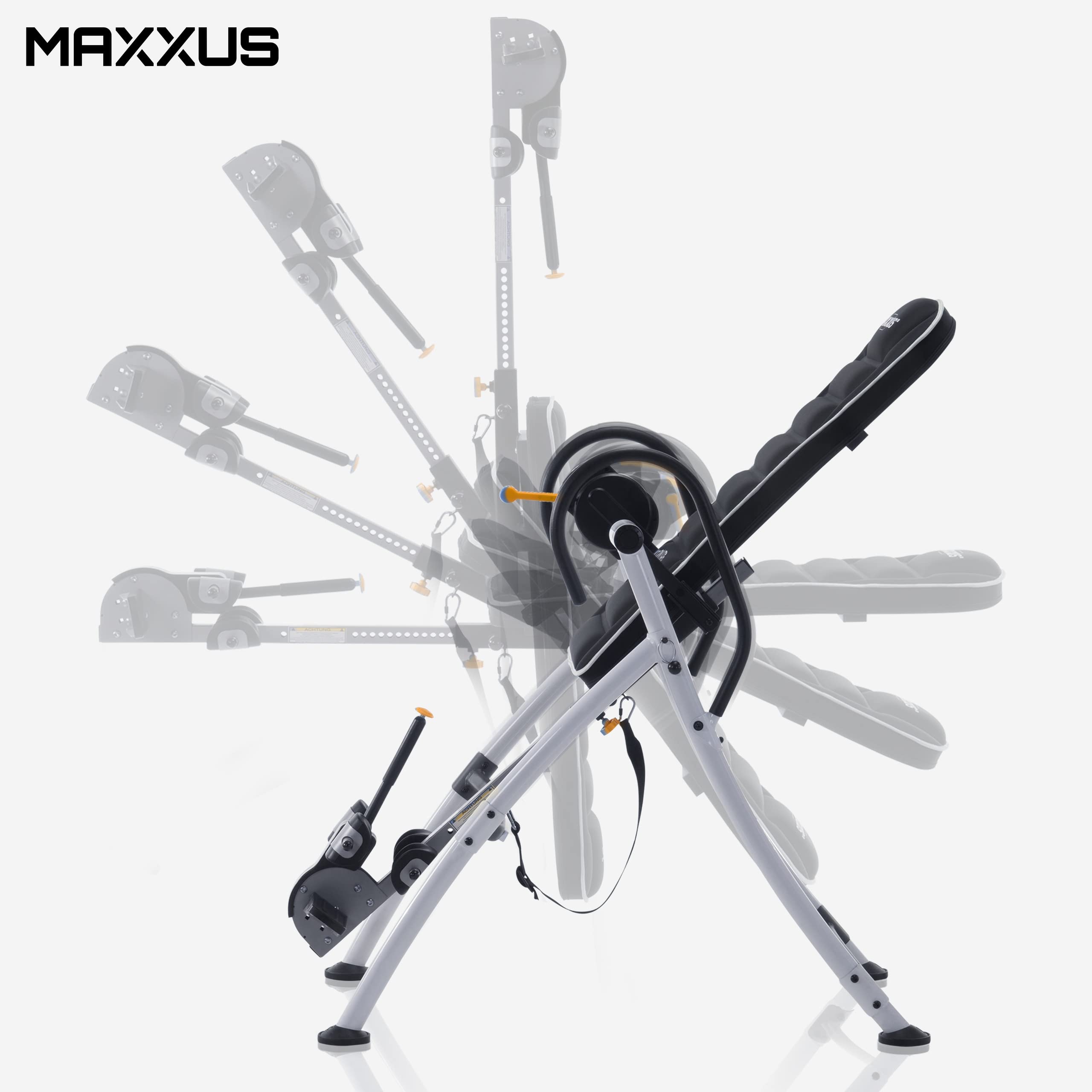 MAXXUS Inversionsbank Gravity Pro 2 - Verstellbarer Neigungswinkel, Klappbar, bis 160 kg - Schwerkrafttrainer, Inversionstisch, Rückentrainer, Inversionstrainer zur Entlastung der Wirbelsäule, Zuhause