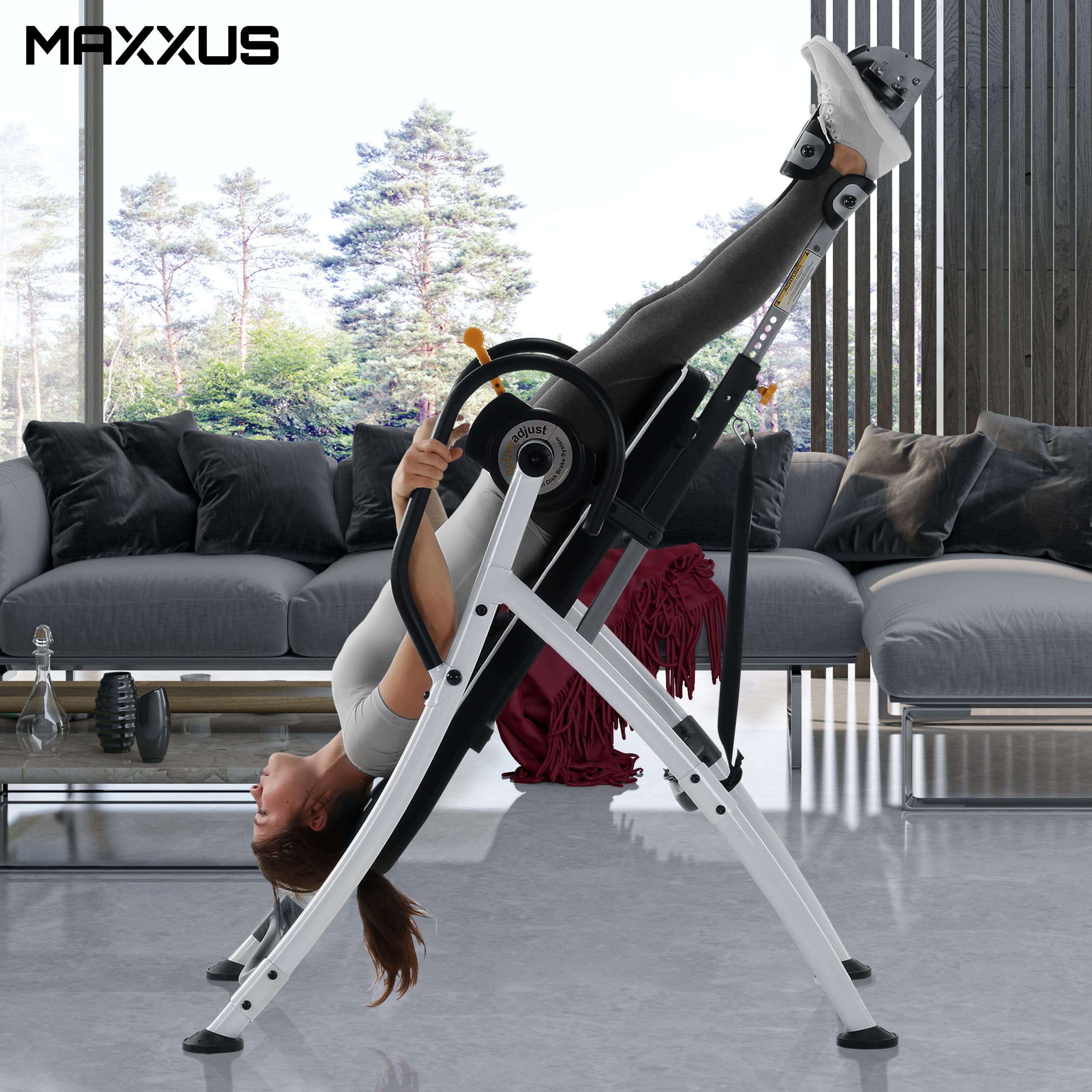 MAXXUS Inversionsbank Gravity Pro 2 - Verstellbarer Neigungswinkel, Klappbar, bis 160 kg - Schwerkrafttrainer, Inversionstisch, Rückentrainer, Inversionstrainer zur Entlastung der Wirbelsäule, Zuhause